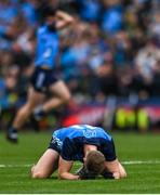 30 July 2023; Paul Mannion of Dublin drops to his knees at the final whistle after the GAA Football All-Ireland Senior Championship final match between Dublin and Kerry at Croke Park in Dublin. Photo by David Fitzgerald/Sportsfile