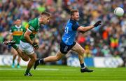 30 July 2023; Jack McCaffrey of Dublin races clear of Adrian Spillane of Kerry during the GAA Football All-Ireland Senior Championship final match between Dublin and Kerry at Croke Park in Dublin. Photo by Ray McManus/Sportsfile