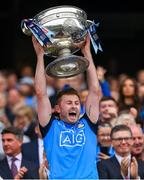 30 July 2023; Jack McCaffrey of Dublin lifts the Sam Maguire Cup after his side's victory in the GAA Football All-Ireland Senior Championship final match between Dublin and Kerry at Croke Park in Dublin. Photo by Seb Daly/Sportsfile
