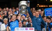 30 July 2023; Dublin players Eoin Murchan, left, and David O'Hanlon lift the Sam Maguire Cup after their side's victory in the GAA Football All-Ireland Senior Championship final match between Dublin and Kerry at Croke Park in Dublin. Photo by Seb Daly/Sportsfile