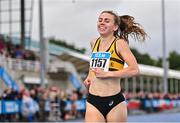 30 July 2023; Louise Shanahan of Leevale AC, Cork, celebrates winning the women's 800m during day two of the 123.ie National Senior Outdoor Championships at Morton Stadium in Dublin. Photo by Sam Barnes/Sportsfile
