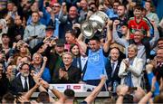 30 July 2023; Dublin captain James McCarthy lifts the Sam Maguire Cup after his side's victory in the GAA Football All-Ireland Senior Championship final match between Dublin and Kerry at Croke Park in Dublin. Photo by Brendan Moran/Sportsfile