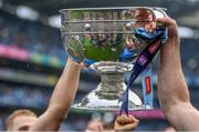 30 July 2023; The Sam Maguire Cup during the Dublin celebrations after the GAA Football All-Ireland Senior Championship final match between Dublin and Kerry at Croke Park in Dublin. Photo by Piaras Ó Mídheach/Sportsfile