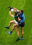 30 July 2023; Jack Barry of Kerry in action against James McCarthy of Dublin during the GAA Football All-Ireland Senior Championship final match between Dublin and Kerry at Croke Park in Dublin. Photo by Daire Brennan/Sportsfile