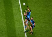 30 July 2023; James McCarthy of Dublin in action against Jack Barry of Kerry during the GAA Football All-Ireland Senior Championship final match between Dublin and Kerry at Croke Park in Dublin. Photo by Daire Brennan/Sportsfile
