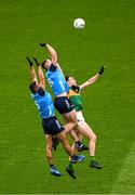 30 July 2023; Jack Barry of Kerry in action against James McCarthy, left, and Brian Fenton of Dublin during the GAA Football All-Ireland Senior Championship final match between Dublin and Kerry at Croke Park in Dublin. Photo by Daire Brennan/Sportsfile