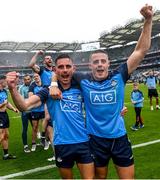 30 July 2023; Niall Scully, left, and Brian Howard of Dublin after the GAA Football All-Ireland Senior Championship final match between Dublin and Kerry at Croke Park in Dublin. Photo by David Fitzgerald/Sportsfile