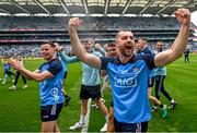 30 July 2023; Seán MacMahon of Dublin celebrates after the GAA Football All-Ireland Senior Championship final match between Dublin and Kerry at Croke Park in Dublin. Photo by David Fitzgerald/Sportsfile