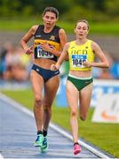30 July 2023; Sarah Healy of UCD AC, Dublin, leads Sophie O'Sullivan of Ballymore Cobh AC, Cork, in the women's 1500m during day two of the 123.ie National Senior Outdoor Championships at Morton Stadium in Dublin. Photo by Stephen Marken/Sportsfile
