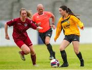 30 July 2023; Ciara Ryan of North Tipperary Schoolchildrens Football League in action against Maria Costello of Galway District League during the FAI Women's U19 Inter-League Cup match between North Tipperary Schoolchildrens Football League and Galway District League at Jackman Park in Limerick. Photo by Michael P Ryan/Sportsfile