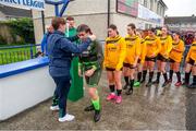 30 July 2023; North Tipperary Schoolchildrens Football League players collect their medals after the FAI Women's U19 Inter-League Cup match between North Tipperary Schoolchildrens Football League and Galway District League at Jackman Park in Limerick. Photo by Michael P Ryan/Sportsfile