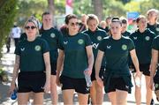 31 July 2023; Republic of Ireland players, from left, Denise O'Sullivan, Niamh Fahey and Lucy Quinn and team-mates during a team walk at South Bank before the FIFA Women's World Cup 2023 Group B match between Republic of Ireland and Nigeria at Brisbane Stadium in Brisbane, Australia. Photo by Stephen McCarthy/Sportsfile