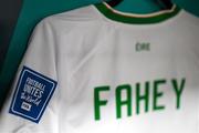 31 July 2023; The jersey of Niamh Fahey hangs in the Republic of Ireland dressing room before the FIFA Women's World Cup 2023 Group B match between Republic of Ireland and Nigeria at Brisbane Stadium in Brisbane, Australia. Photo by Stephen McCarthy/Sportsfile
