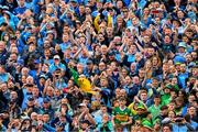 30 July 2023; Dublin and Kerry supporters, on Hill 16, before the GAA Football All-Ireland Senior Championship final match between Dublin and Kerry at Croke Park in Dublin. Photo by Ray McManus/Sportsfile