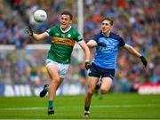 30 July 2023; David Clifford of Kerry is tackled by Michael Fitzsimons of Dublin during the GAA Football All-Ireland Senior Championship final match between Dublin and Kerry at Croke Park in Dublin. Photo by Ray McManus/Sportsfile