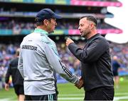 30 July 2023; Kerry manager Jack O'Connor and referee David Gough before the GAA Football All-Ireland Senior Championship final match between Dublin and Kerry at Croke Park in Dublin. Photo by Piaras Ó Mídheach/Sportsfile