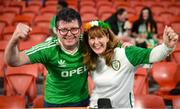 31 July 2023; Republic of Ireland supporters Stephen and Jane McNulty, from the Republic of Ireland London supporters club, before the FIFA Women's World Cup 2023 Group B match between Republic of Ireland and Nigeria at Brisbane Stadium in Brisbane, Australia. Photo by Stephen McCarthy/Sportsfile