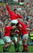 21 March 1998; Michael Voyle of Wales wins a lineout during the Five Nations Rugby Championship match between Ireland and Wales at Lansdowne Road in Dublin, Ireland. Photo by Brendan Moran/Sportsfile