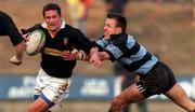 31 January 1998; Jan Cunningham of Ballymena is tackled by Andrew Thompson of Shannon during the All-Ireland League Division 1 match between Shannon RFC and Ballymena RFC at Thomond Park in Limerick. Photo by Matt Browne/Sportsfile