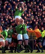 23 November 1996; Jeremy Davidson of Ireland wins a lineout during the Autumn International match between Ireland and Australia at Lansdowne Road in Dublin. Photo by Brendan Moran/Sportsfile