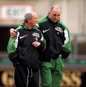 17 January 1997; Head coach Brian Ashton, left, and captain Keith Wood during Ireland rugby squad training at the Lansdowne Road in Dublin. Photo by David Maher/Sportsfile