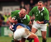 18 January 1997; Keith Wood of Ireland in action against France during the Five Nations Rugby Championship match between Ireland and France at Lansdowne Road in Dublin. Photo by David Maher/Sportsfile
