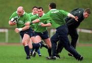 3 March 1998; Keith Wood is tackled by Conor O'Shea during Ireland rugby squad training at the University of Limerick in Limerick. Photo by Matt Browne/Sportsfile