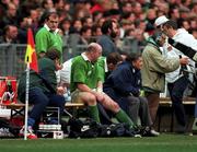 7 March 1998; Keith Wood of Ireland sits on the bench after being sibstituted during the Five Nations Rugby Championship match between France and Ireland at the Stade De France in Paris, France. Photo by Brendan Moran/Sportsfile