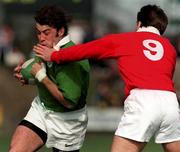 20 March 1998; Kieron Dawson of Ireland is tackled by Andy Moore of Wales during the 'A' Rugby International between Ireland and Wales in Thomond Park in Limerick. Photo by David Maher/Sportsfile