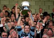 1 April 1995; Shannon captain Pat Murray lifts the All-Ireland cup after the All-Ireland League Division 1 match between Shannon RFC and Instonians RFC at Thomond Park in Limerick. Photo by David Maher/Sportsfile