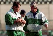 7 February 1997; Ross Nesdale, left, with team manager Pat Whelan during Ireland rugby squad training at the Lansdowne Road in Dublin. Photo by David Maher/Sportsfile