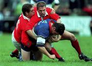 23 August 1997; Ciaran Clarke of Leinster is tackled by Dominic Crotty, left, and Michael Lynch of Munster during the Interprovincial rugby match between Munster and Leinster in Musgrave Park in Cork. Photo by David Maher/Sportsfile