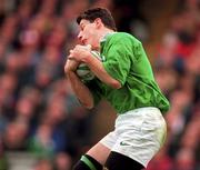 21 March 1998; Ciaran Clarke of Ireland during the Five Nations Rugby Championship match between Ireland and Wales at Lansdowne Road in Dublin, Ireland. Photo by Brendan Moran/Sportsfile