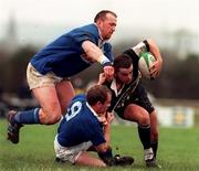 14 March 1998; Colin Forde of Old Crescent is tackled by Trevor Brennan, left, and Conor McGuinness of St Mary's College during the All-Ireland League Division 1 match between Old Crescent RFC and St Mary's College RFC at Rossbrien in Limerick. Photo by David Maher/Sportsfile