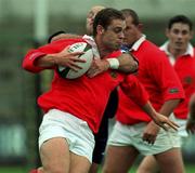 23 August 1997; Dominic Crotty of Munster is tackled by Kurt McQuilkin of Leinster during the Interprovincial rugby match between Munster and Leinster in Musgrave Park in Cork. Photo by David Maher/Sportsfile