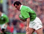 21 March 1998; Eric Elwood of Ireland during the Five Nations Rugby Championship match between Ireland and Wales at Lansdowne Road in Dublin, Ireland. Photo by Brendan Moran/Sportsfile