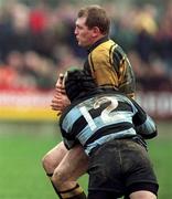 15 March 1998; Ger Earls of Young Munster is tackled by Rhys Ellison of Shannon during the All-Ireland League Division 1 match between Shannon RFC and Young Munster RFC at Thomond Park in Limerick. Photo by Matt Browne/Sportsfile
