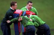 3 March 1998; Denis Hickie, left, and Conor O'Shea are tackled by Kevin Maggs and Paddy Johns during Ireland rugby squad training at the University of Limerick in Limerick. Photo by Matt Browne/Sportsfile