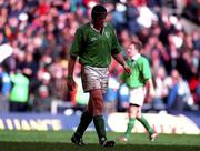 4 April 1998; Paddy Johns of Ireland leaves the pitch after the Five Nations Rugby Championship match between England and Ireland at Twickenham Stadium in London, England. Photo by Brendan Moran/Sportsfile
