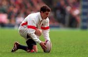4 April 1998; Paul Grayson of England lines up a conversion during the Five Nations Rugby Championship match between England and Ireland at Twickenham Stadium in London, England. Photo by Matt Browne/Sportsfile
