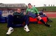 16 March 1998; Peter Clohessy, left, and Paul Wallace during Ireland rugby squad training at the University of Limerick in Limerick. Photo by David Maher/Sportsfile