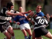11 April 1998; Ray McIlreavy of St Mary's College is tackled by Colin Gleeson, left, and Barry Murphy of Old Belvedere during their All-Ireland League Divisin 1 match between Old Belvedere RFC and St Mary's College RFC at Anglesea Road in Dublin. Photo by David Maher/Sportsfile