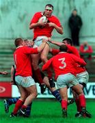 23 August 1997; Shane Leahy of Munster wins a lineout during the Interprovincial rugby match between Munster and Leinster in Musgrave Park in Cork. Photo by David Maher/Sportsfile