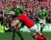 21 March 1998; Victor Costello of Ireland is tackled by Kingsley Jones of Wales during the Five Nations Rugby Championship match between Ireland and Wales at Lansdowne Road in Dublin, Ireland. Photo by David Maher/Sportsfile