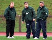 3 March 1998; Head coach Warren Gatland, right, with Mark McCall, left, and Philip Danaher during Ireland rugby squad training at the University of Limerick in Limerick. Photo by Matt Browne/Sportsfile