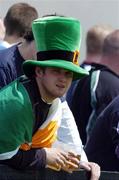 27 June 2004; An Irish fan enjoys the game. IRB U21 World Championship Final, Ireland v New Zealand, Hughenden, Glasgow, Scotland. Picture credit; Brendan Moran / SPORTSFILE