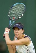 30 June 2004; Yvonne Doyle, the number 1 seed, returns a serve during her match with Lisa Lawlor. Danone Irish National Tennis Championships, Donnybrook Tennis Club, Dublin. Picture credit; Brendan Moran / SPORTSFILE