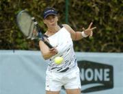 30 June 2004; Yvonne Doyle, no.1 seed, returns a serve during her match with Lisa Lawlor. Danone Irish National Tennis Championships, Donnybrook Tennis Club, Dublin. Picture credit; Brendan Moran / SPORTSFILE
