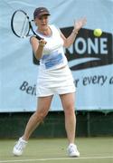 30 June 2004; Gina Niland in action against Fiona Gallagher. Danone Irish National Tennis Championships, Donnybrook Tennis Club, Dublin. Picture credit; Brendan Moran / SPORTSFILE