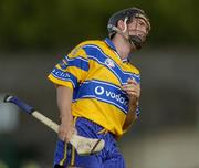 26 June 2004; David Forde, Clare, watches his shot go over the bar. Guinness Senior Hurling Championship Qualifier, Round 1, Clare v Laois, Gaelic Grounds, Limerick. Picture credit; Ray McManus / SPORTSFILE